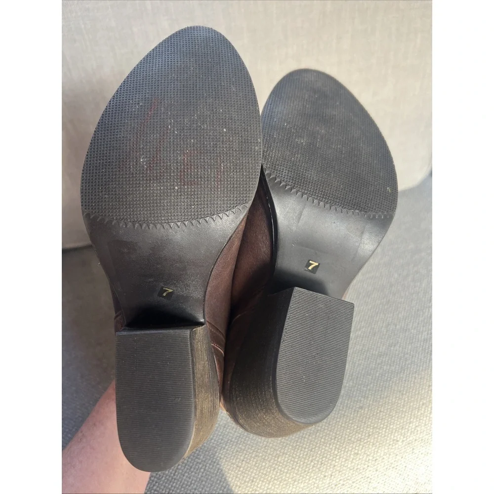 Musse & Cloud Ashila Ankle Boots Womens Size 7 EUR 38 Brown Leather Side Cutouts - Picture 7 of 11